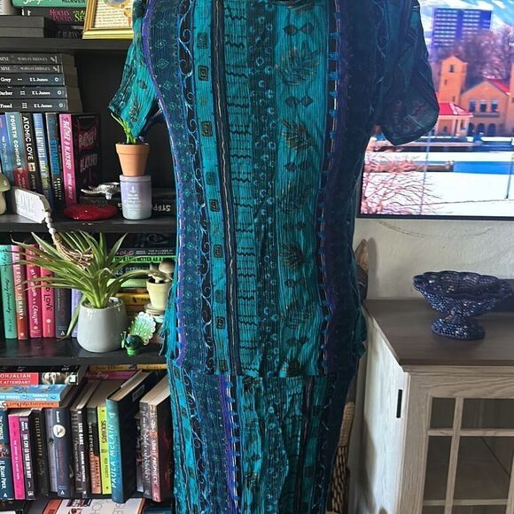 Always Caroline Size 10 Teal Vintage 90s dress Midi - Picture 8 of 9
